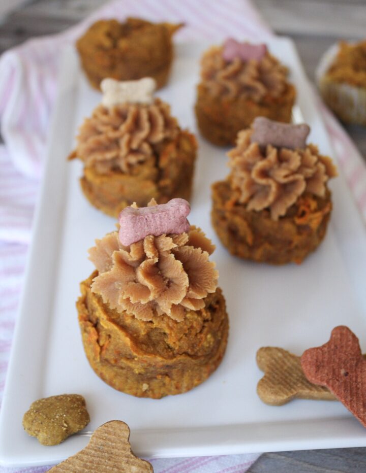 Pumpkin Carrot Pupcakes with Creamy Peanut Butter Frosting