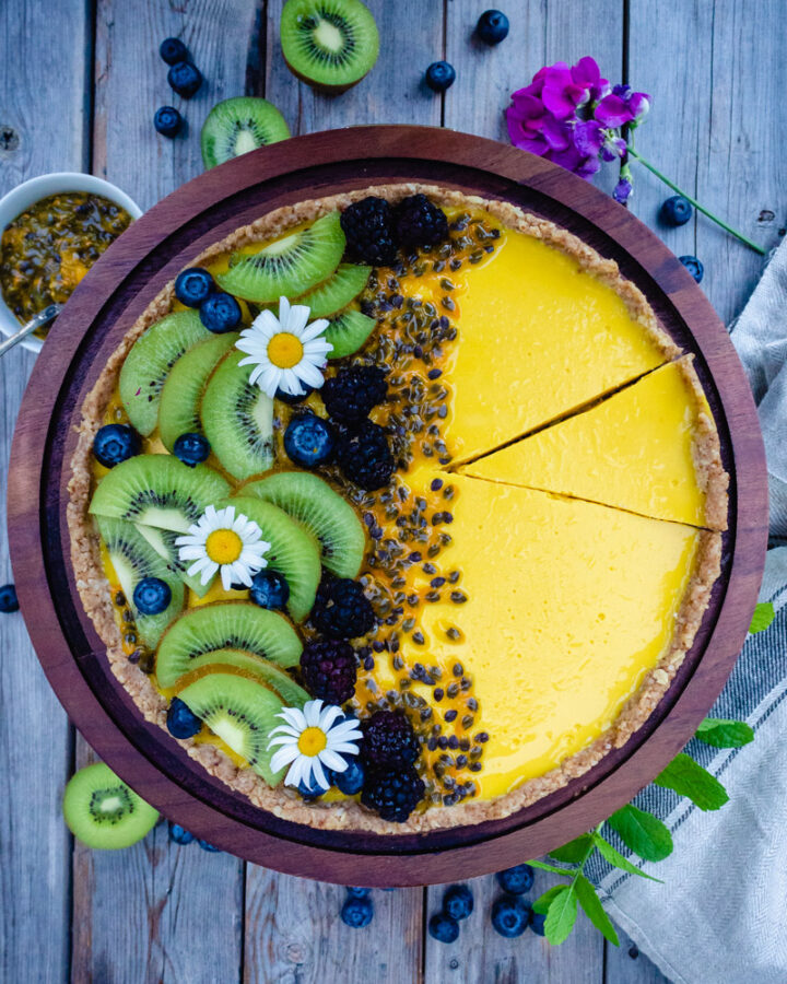 Passion Fruit Coconut Tart (Vegan, Gluten-Free & Refined Sugar Free)