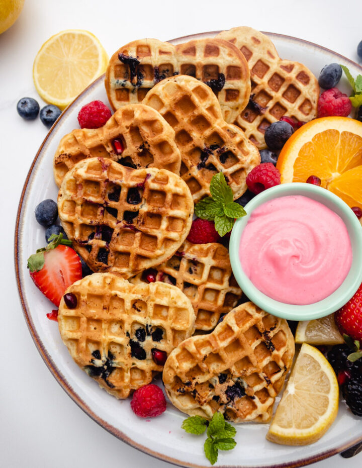 Lemon Blueberry Waffles with Cinnamon Glaze