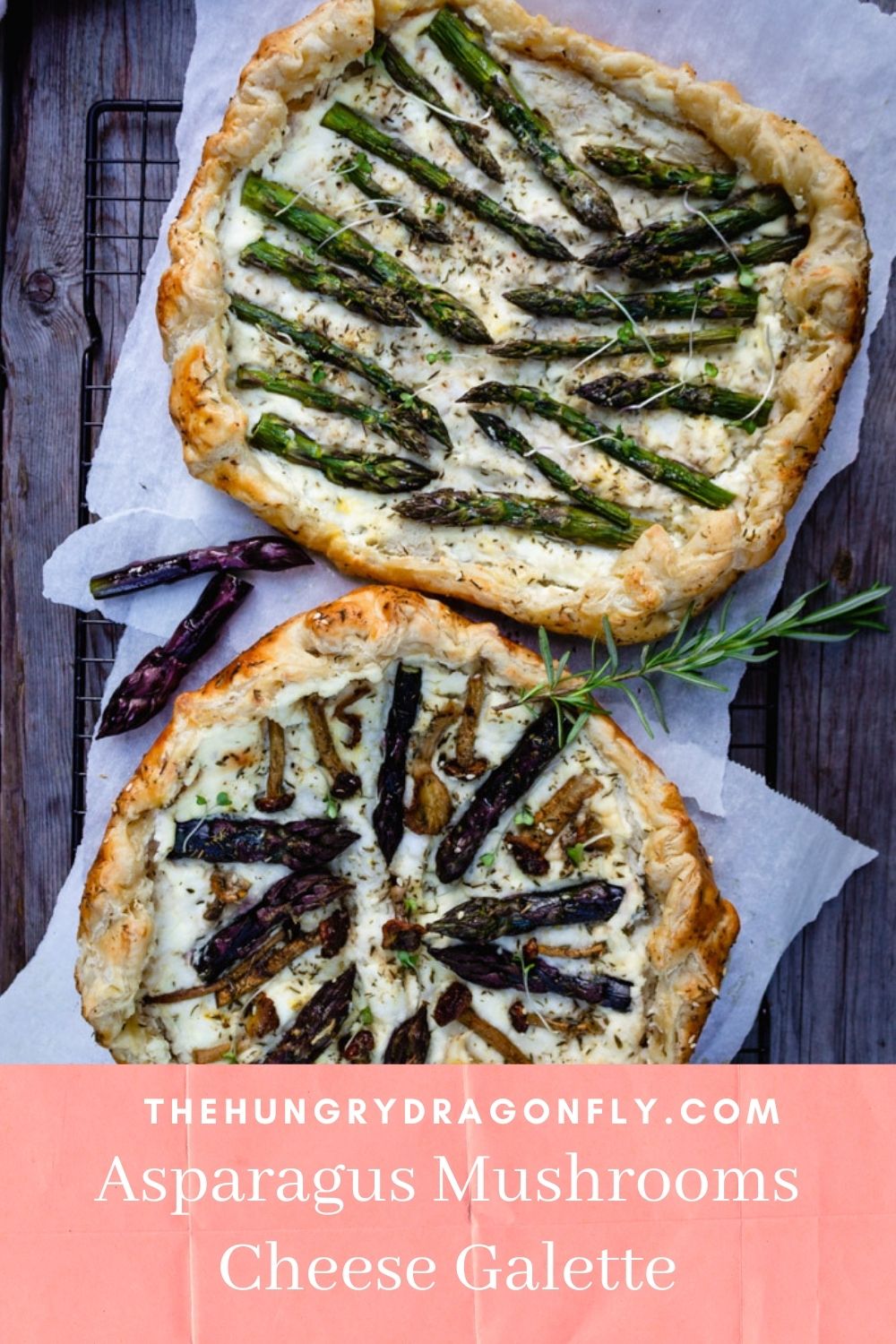 Asparagus Mushrooms and Cheese Galette
